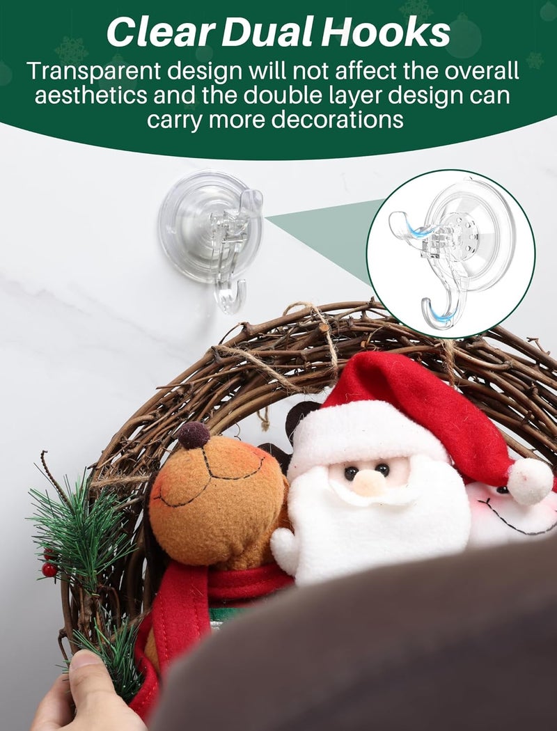 AENTGIU 10 Pack Clear Suction Cup Wreath Hanger, Heavy Duty Shower Suction Cup Hooks with Adhesive Suction Tab, Removable Strong Front Door Hooks for Hanging Wreath Ideal for Glass, Windows, Doors - Image 5